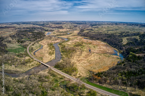 Aerial View of the Santee Native American Reservation in Nebraska