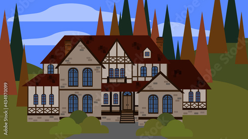Εκτύπωση καμβά Large family house in Tudor style
