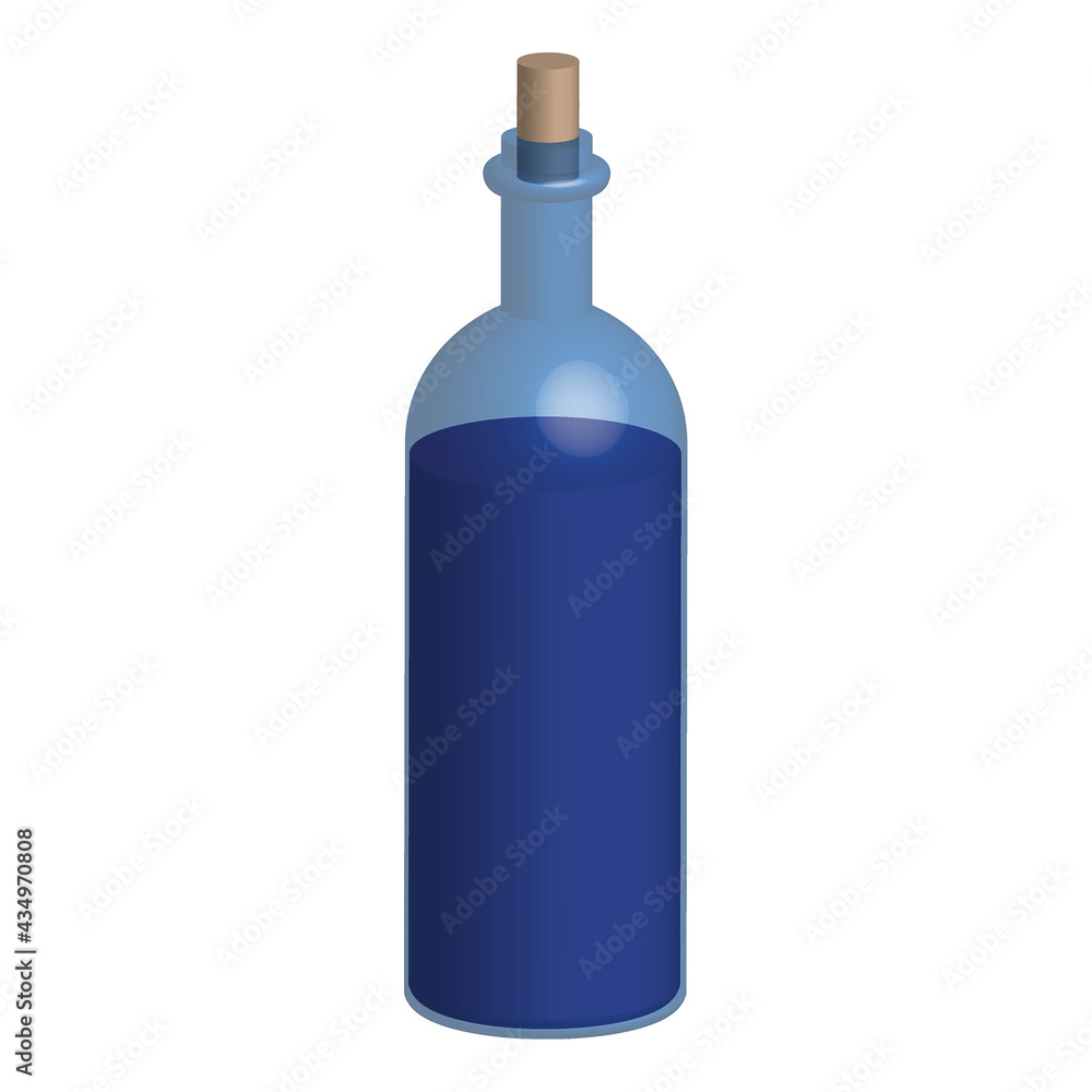 Wine Bottle 3d illustration blue color isolated on white background Wine Bottle 3d illustration blue color isolated on white background