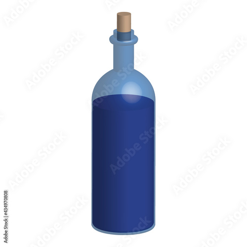 Wine Bottle 3d illustration blue color isolated on white background