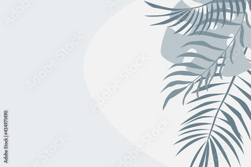 Tropical leaf plant pattern background. Blue colored illustration for design party invitation, shop poster, summer tuorism flyer etc.