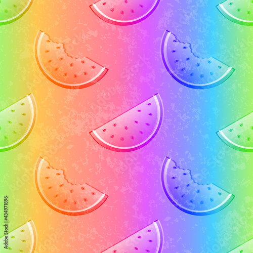 Rainbow summer pattern with watermelon