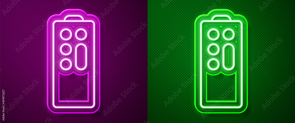 Glowing neon line Remote control icon isolated on purple and green background. Vector Glowing neon line Remote control icon isolated on purple and green background. Vector