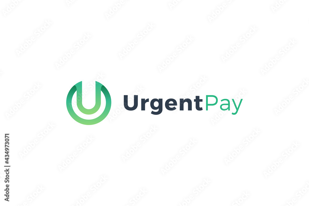 Letter u urgent pay green logo design Letter u urgent pay green logo design