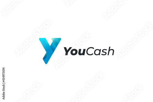 Letter Y blue color business logo design