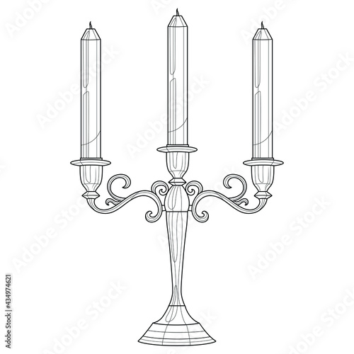 Chandelier.Coloring book antistress for children and adults. Illustration isolated on white background.Zen-tangle style. Hand draw