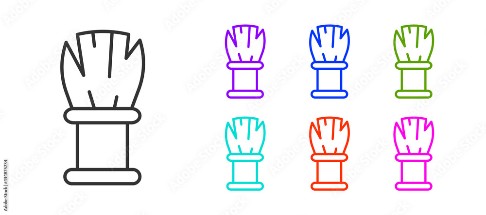 Black line Shaving brush icon isolated on white background. Barbershop symbol. Set icons colorful. Vector