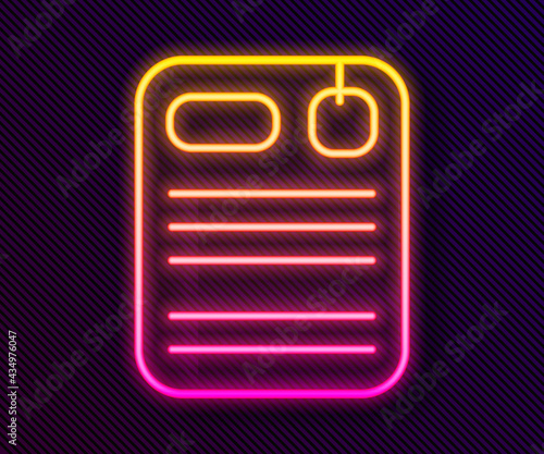 Glowing neon line Dossier folder icon isolated on black background. Vector