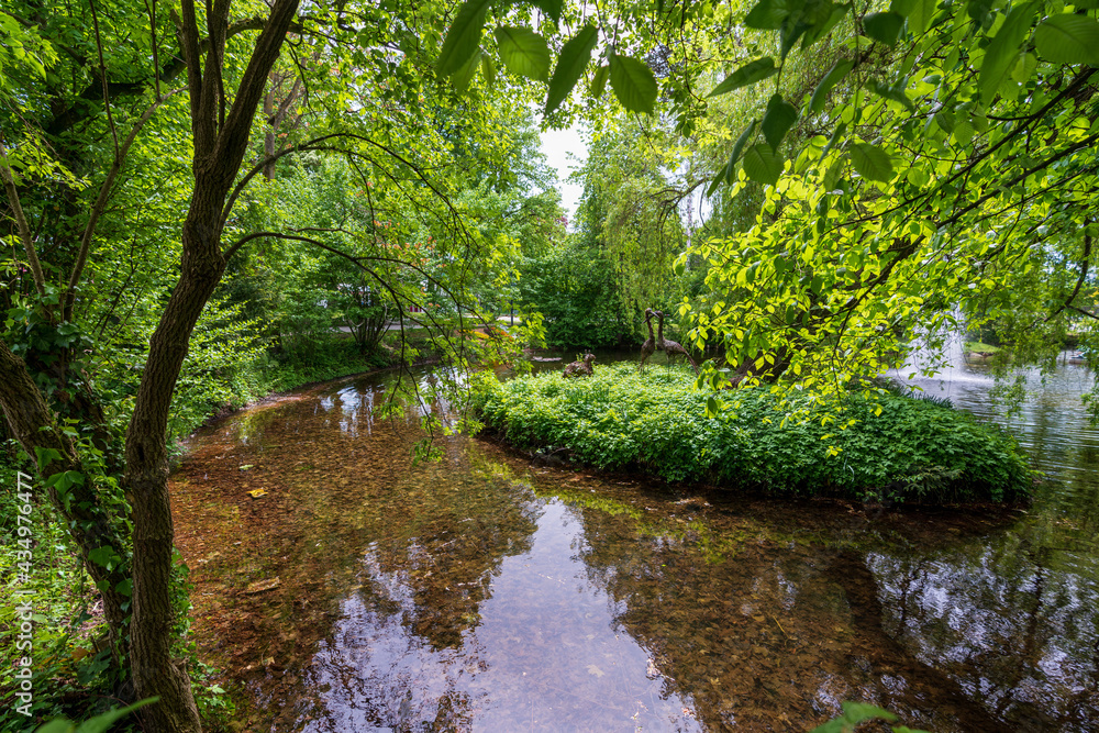 Obraz premium Volksgartenteich in Wels Oberösterreich