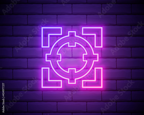 Goal neon style icon. Simple thin line, outline vector of fitness icons for ui and ux, website or mobile application isolated on brick wall