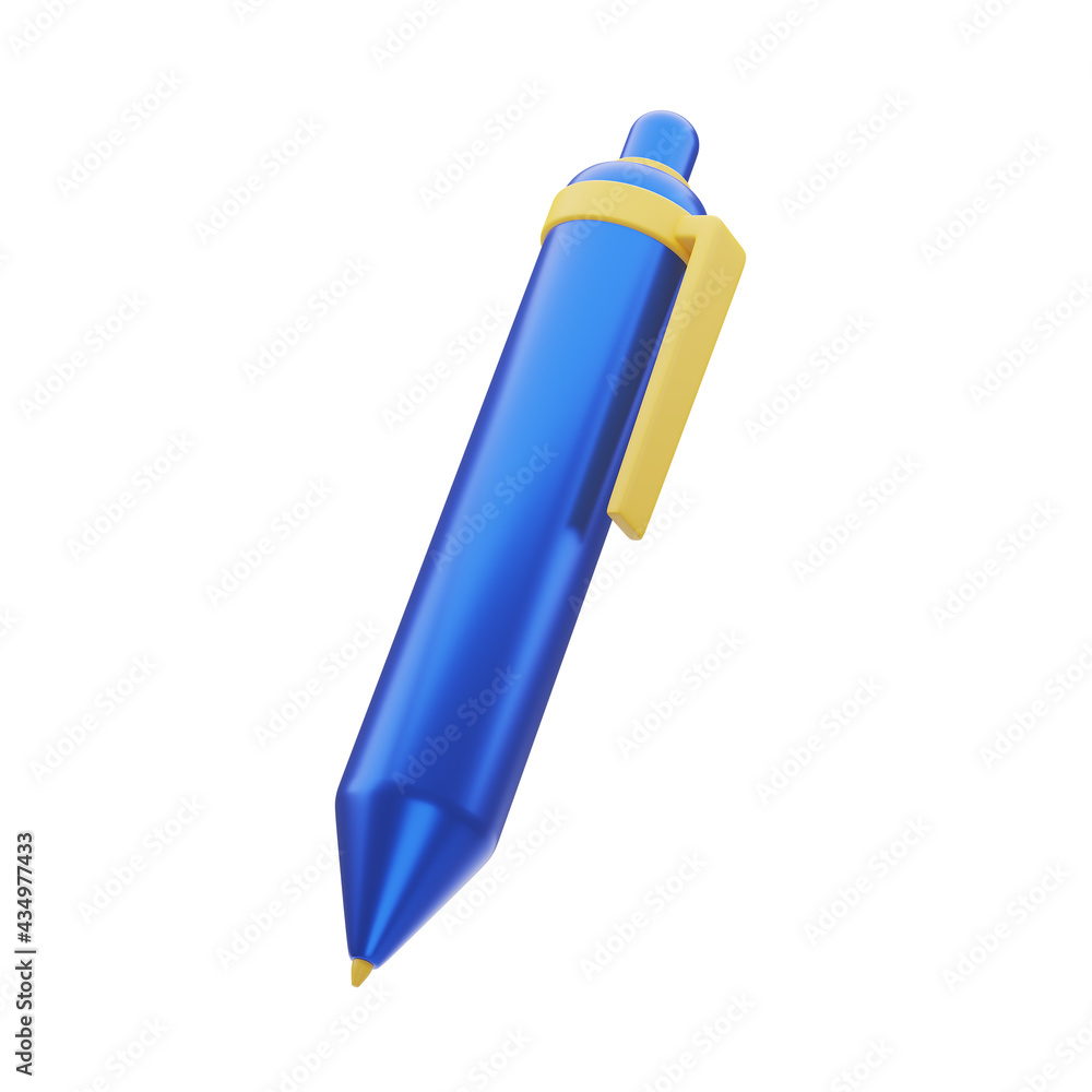 3D rendering, 3D illustration, 3D Icon blue marker pen 3D rendering, 3D illustration, 3D Icon blue marker pen