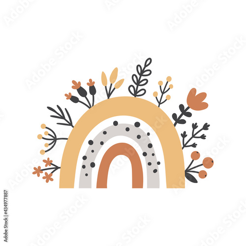 cute vector rainbow illustration in boho style