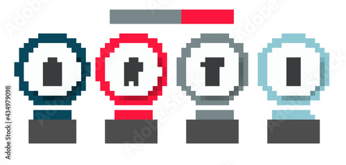 Set Sport training program, Medal, Award cup and Fitness shaker. Business infographic template. Vector