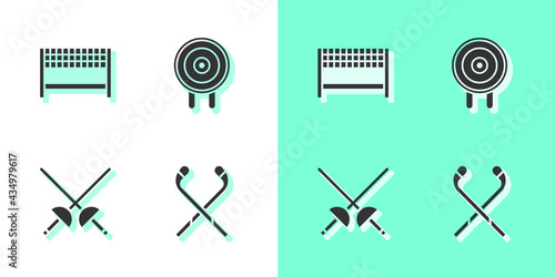 Set Ice hockey sticks, Ribbon in finishing line, Fencing and Target sport icon. Vector