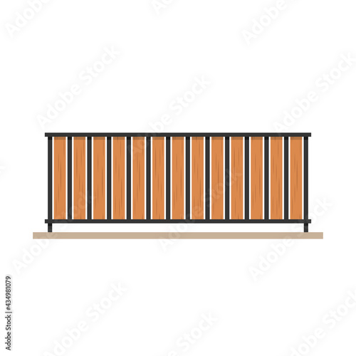 Wooden railing. Railing vector. railing on white background. wallpaper. free space for text. copy space.
