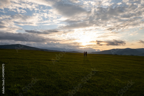 silhouette of a person in a field