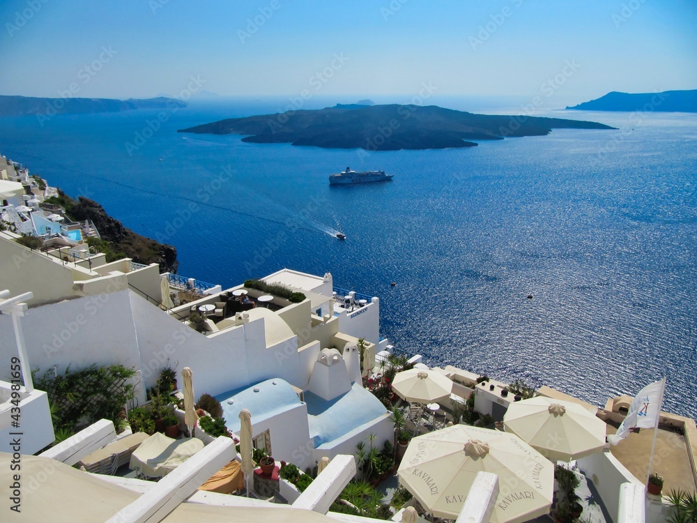 The sloped properties of Santorini and the caldera