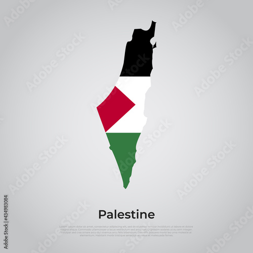 Vector map flag of palestine isolated on white background. Vector illustration