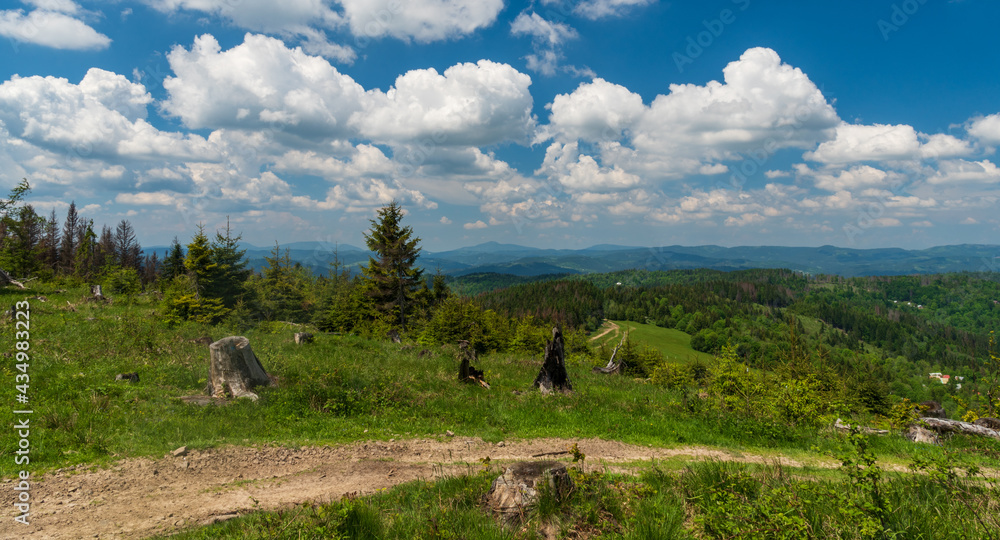 View from Jakubovsky vrch hill in Javorniky mountains in Slovakia View from Jakubovsky vrch hill in Javorniky mountains in Slovakia