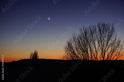 sunset with the moon