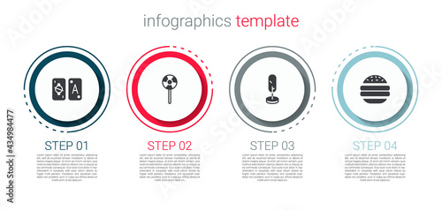 Set Tarot cards, Lollipop, Tree and Burger. Business infographic template. Vector