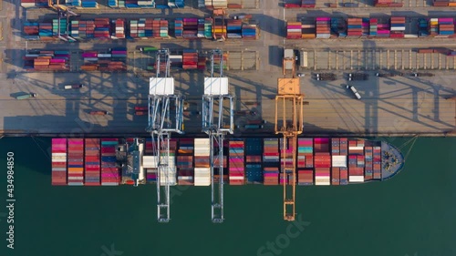 Time lapse Container , container ship in export and import business and logistics.