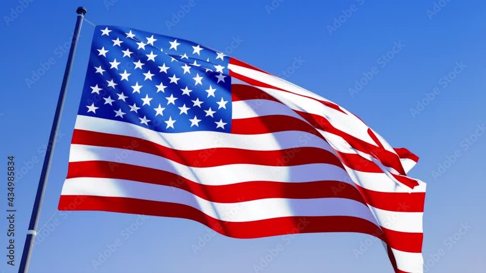 American flag video. 3d Flag of America loop footage at day light blue sky. Washington Flag Blowing Close Up in 4k Ultra HD resolution for 4th July America Independence Day holiday. American flag video. 3d Flag of America loop footage at day light blue sky. Washington Flag Blowing Close Up in 4k Ultra HD resolution for 4th July America Independence Day holiday.