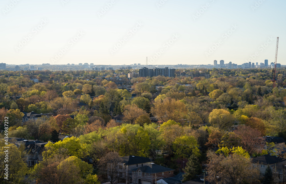 View in North York in Spring on a sunny day in Ontario Canada