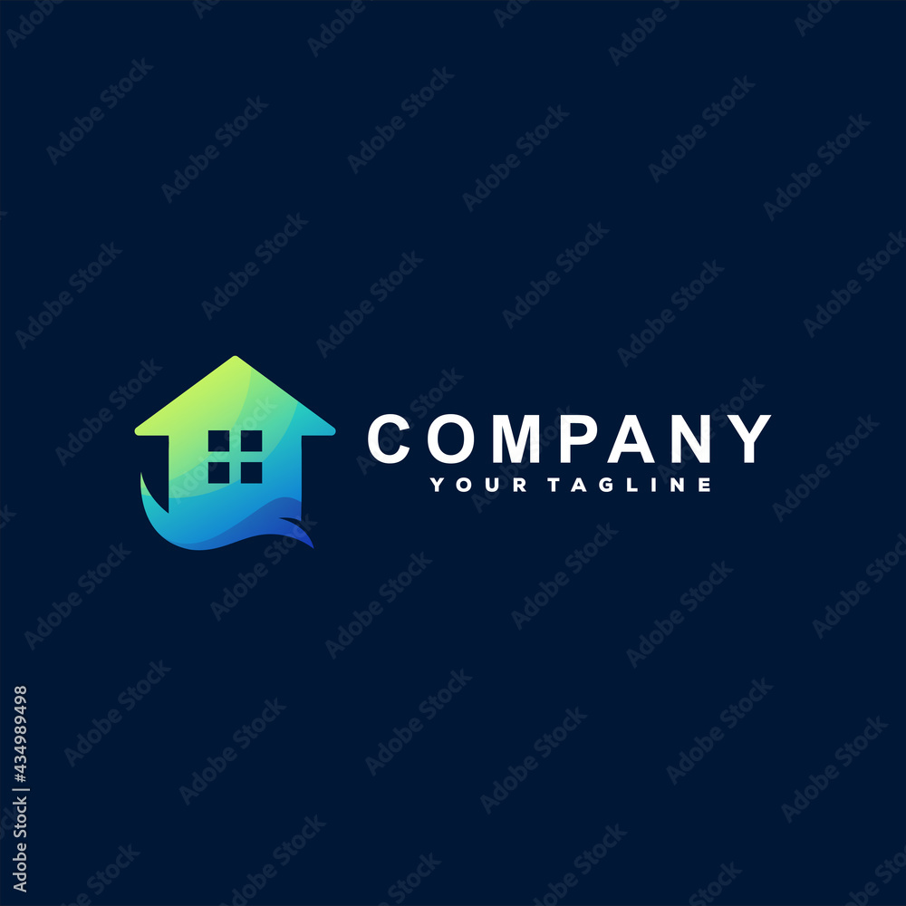 abstract house gradient logo design abstract house gradient logo design