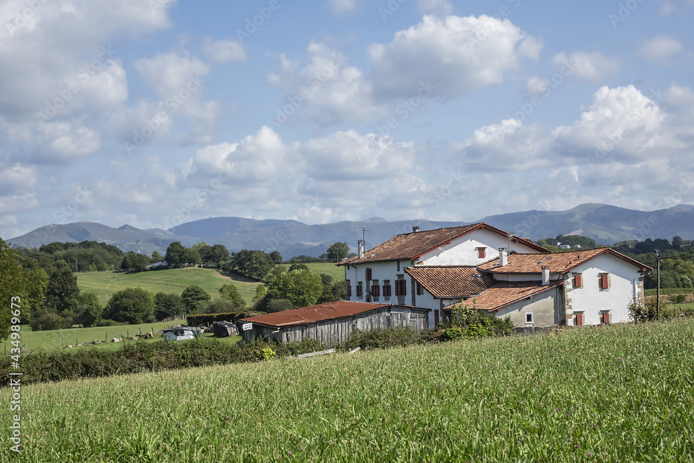 Beautiful villages Surroundings of Sare. Sare - basque village, listed as Most Beautiful Villages of France. Pays Basque, Pyrenees Atlantiques, France. Beautiful villages Surroundings of Sare. Sare - basque village, listed as Most Beautiful Villages of France. Pays Basque, Pyrenees Atlantiques, France.