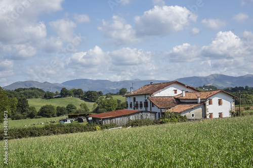 Beautiful villages Surroundings of Sare. Sare - basque village, listed as Most Beautiful Villages of France. Pays Basque, Pyrenees Atlantiques, France.