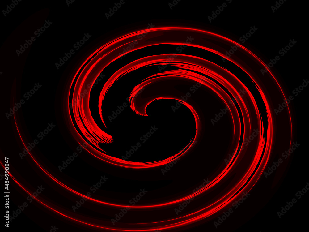 Red circular radial zoom in illustration - fractal digital art - cyclone effect - 2d rendering pattern