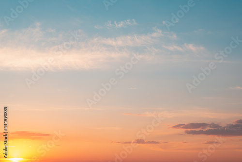 Pink blue sky at sunset. © Ilya