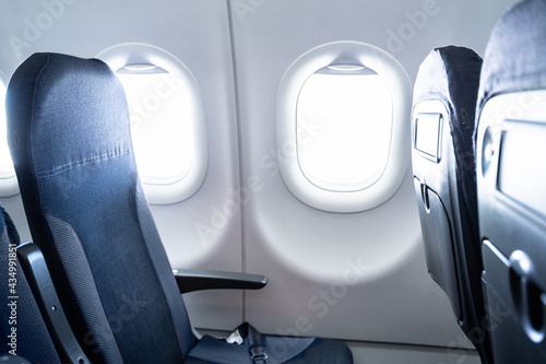 Airplane Window Seat. Economy Class Travel