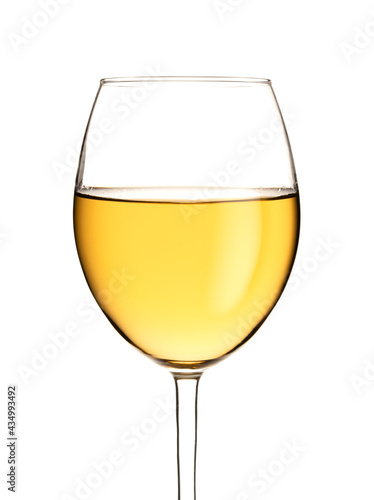 White wine glass isolated on white background