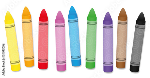 Oil pastel or wax pastel crayons, colorful set. Isolated vector illustration on white background.
