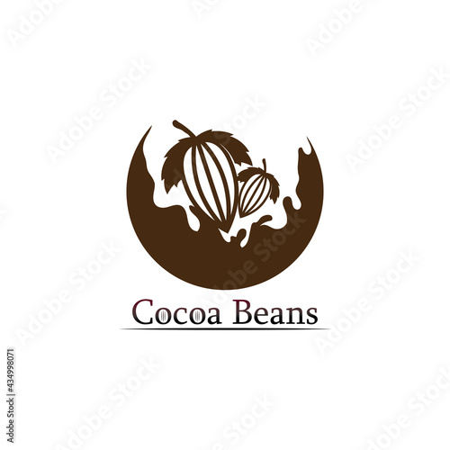 chocolate logo and cocoa icon and vector design bean and nut cacao  delicious