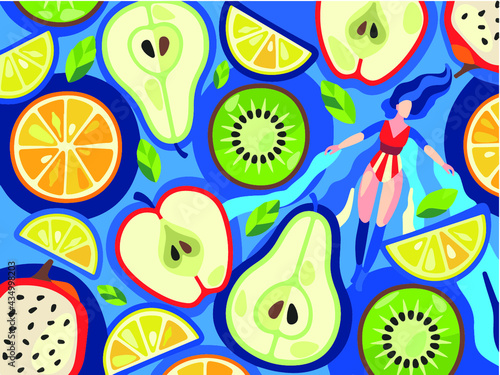 Swim in fruit lake 