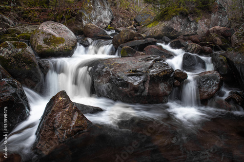 Amazing river in the forest during autumn Jacque cartier national park, Quebec, Canada