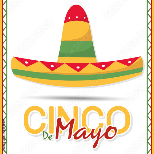 Cinco de mayo poster with a traditional mexican hat Vector