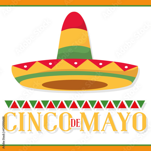 Cinco de mayo poster with a traditional mexican hat Vector