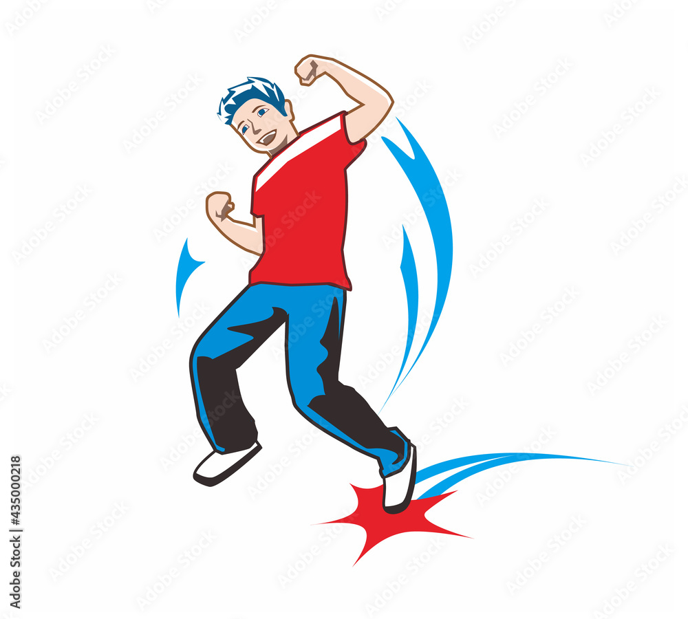 Fototapeta premium vector illustration of a dancing young man
