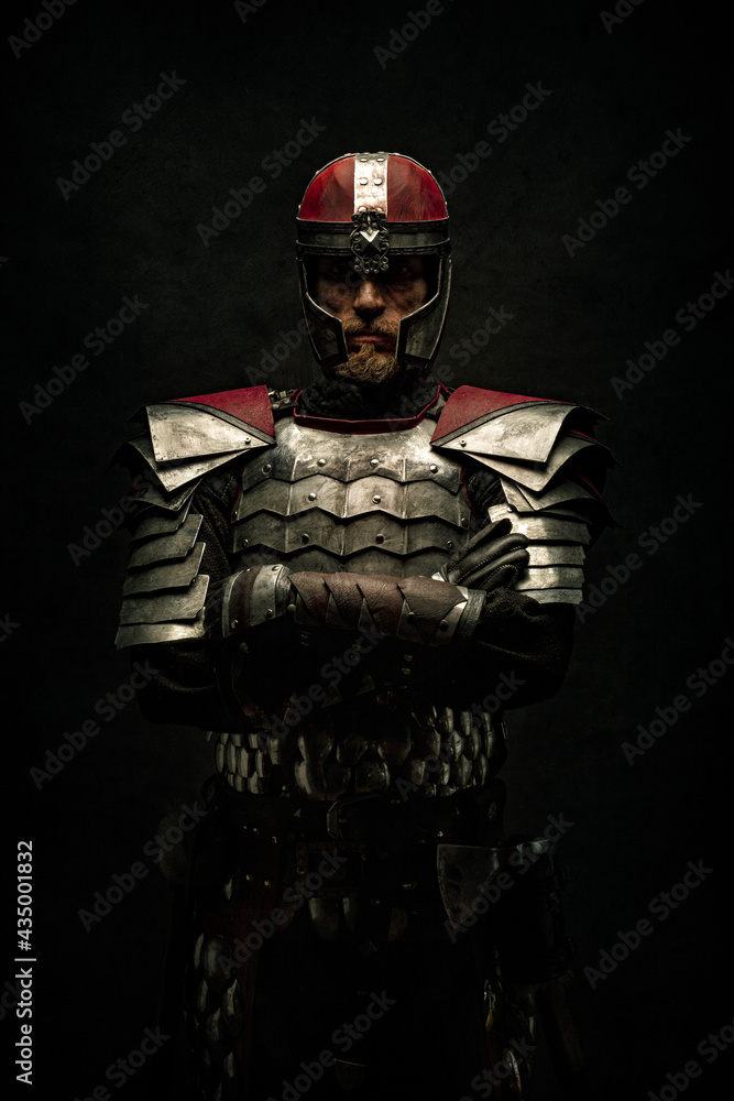 Portrait of a medieval fighter from the front Portrait of a medieval fighter from the front