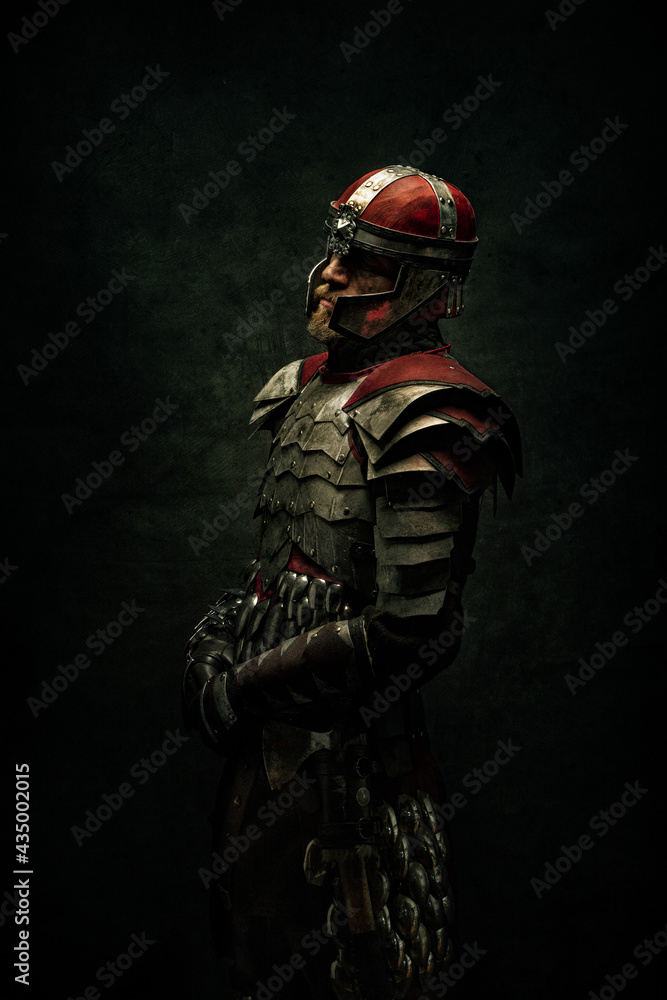 Portrait of a medieval fighter in profile Portrait of a medieval fighter in profile