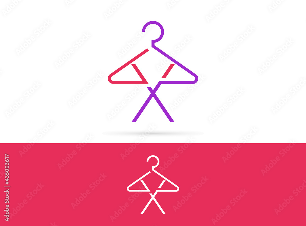 Letter X hanger logo design. Vector combination of hook and letter Letter X hanger logo design. Vector combination of hook and letter