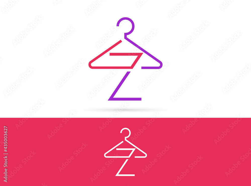 Letter Z hanger logo design. Vector combination of hook and letter Letter Z hanger logo design. Vector combination of hook and letter