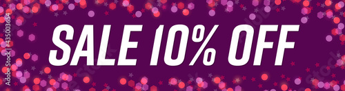 Sale 10% off, web banner design template, discount horizontal poster, vector illustration 