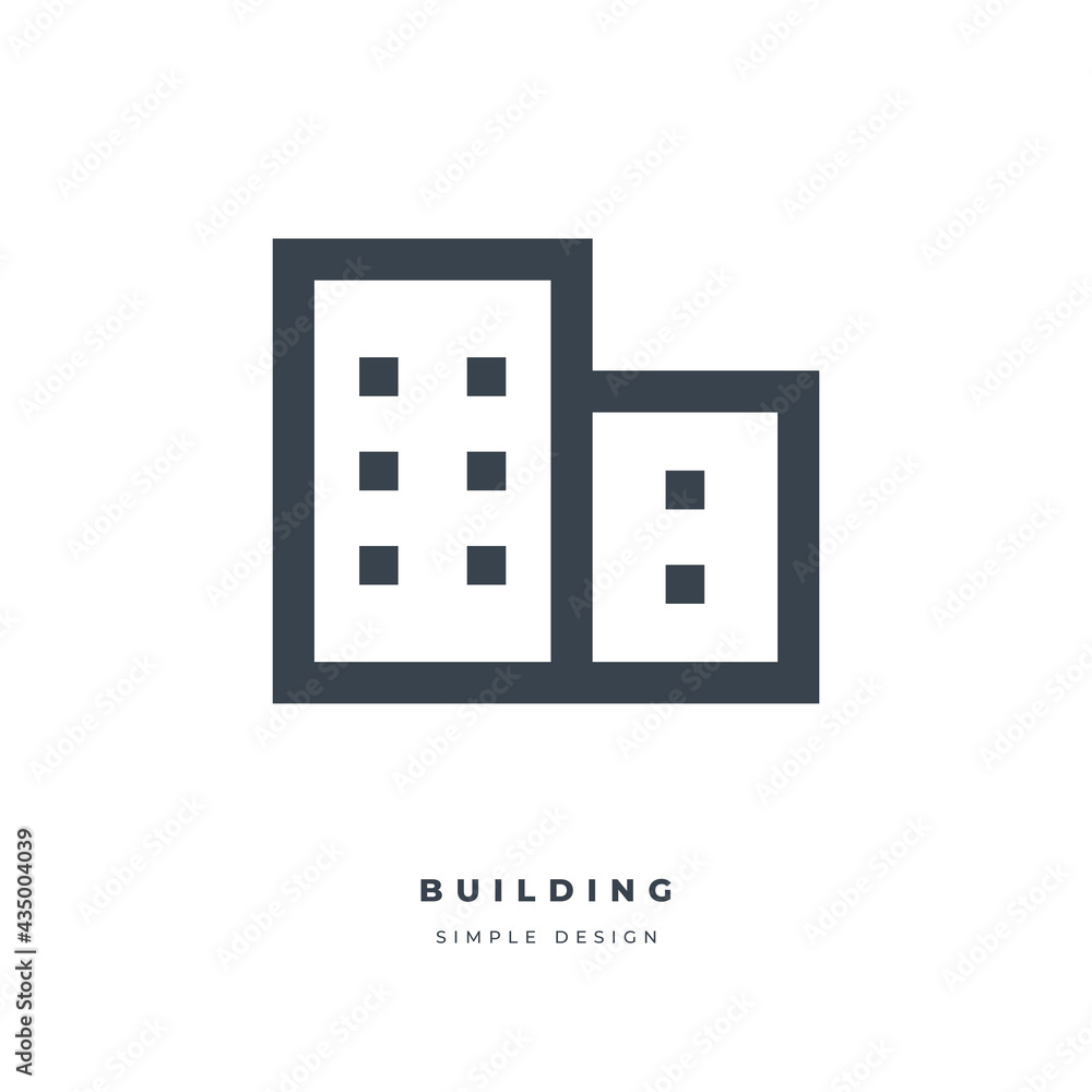 Office building thin line icon isolated on white background. Office building thin line icon isolated on white background.