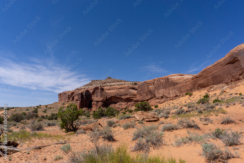 Sandstone formation in Utah desert outside of national park