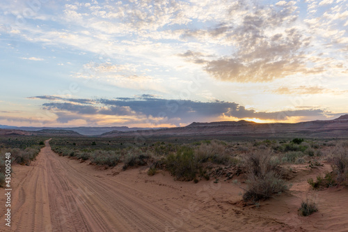 Desert camping sunrise in rural Utah